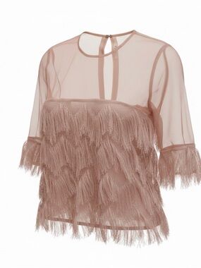 Lahive silk cotton eyelash blouse top XS